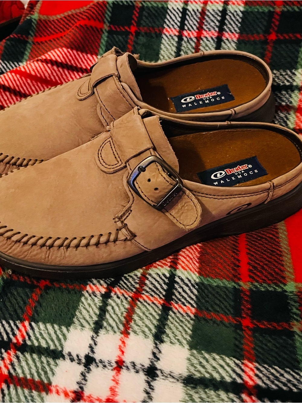 Dexter Tan Slip-On Buckle Mules